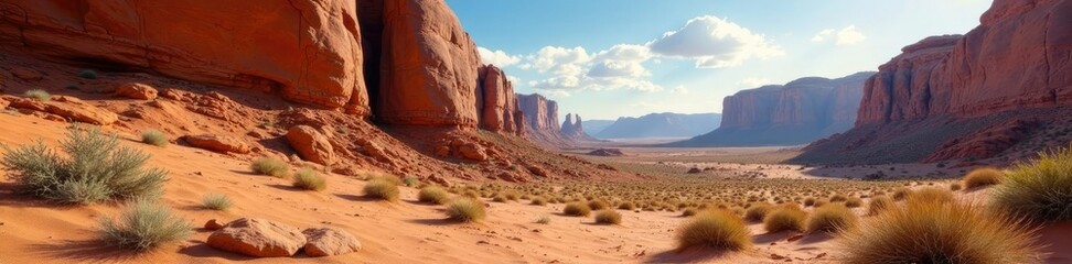Fototapeta premium Rock art and geological features in a Moab landscape, rock formations, petroglyphs