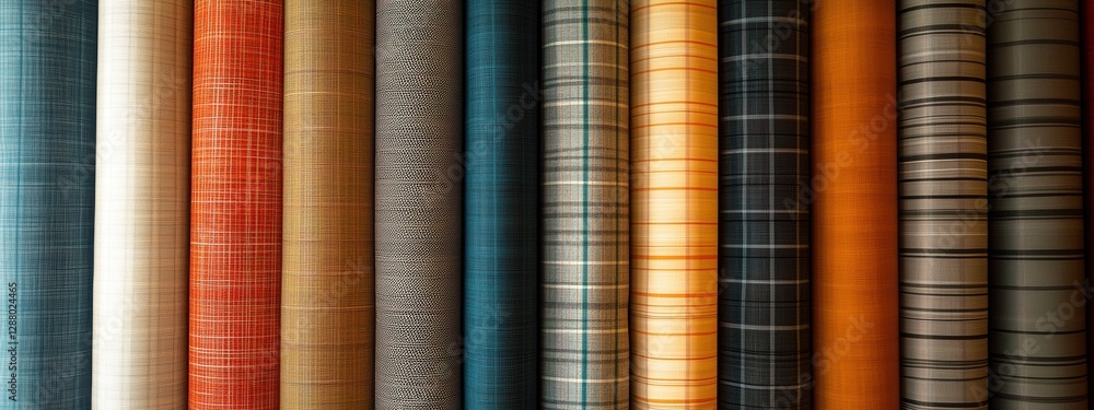 Poster a collection of colorful textiles in various patterns and textures for crafting and design projects