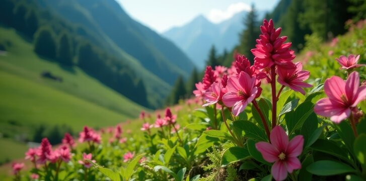Rododendri al Laghetto's unique shape amidst lush greenery, alpi leptonine, flora, wildflowers