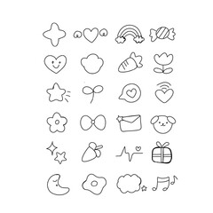 Cute hand made line art vector set 