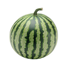 Isolated Ripe Watermelon with Dark Green Stripes