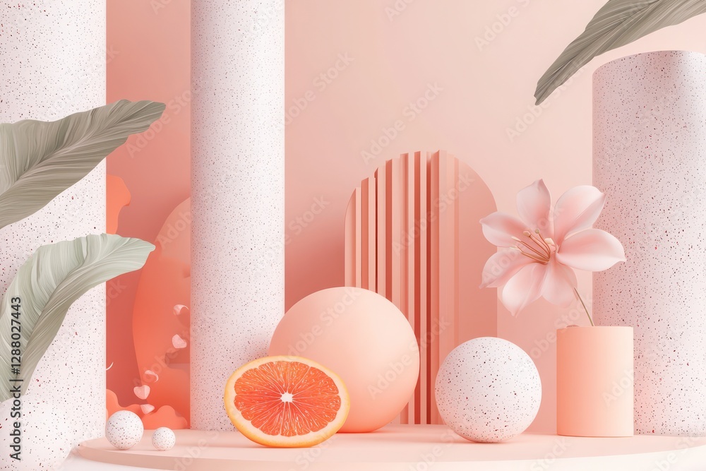 Poster organic forms in 3d create a unique setting for product presentation mockups.