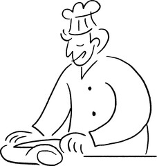 Handdrawn Chef Slicing Meat Vector Illustration