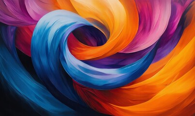 Fototapeta premium Abstract art of vibrant flowing ribbons in a circular pattern, evoking a sense of energy and movement, Generative AI