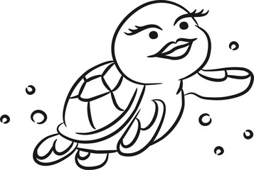 Hand Drawing Beauty Turtle