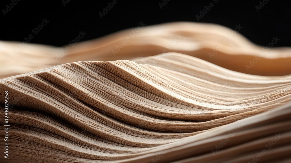 Poster weathering process idea. abstract wood layers create a smooth wave effect in a minimalist design.