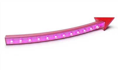 Obraz premium Red arrow with glowing lights curving upwards on white background