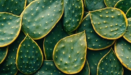 Close-up cactus leaves pattern, green and yellow