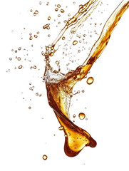 Isolated Splash of Cola with Bubbles and Droplets