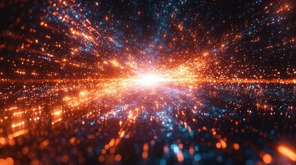 Obraz premium Bright cosmic explosion with vibrant light particles and energy bursts in space
