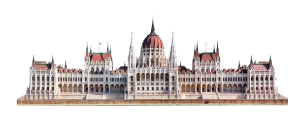 Fototapete Rund Hungarian parliament in Budapest, Hungary. Isolated on transparent white png © Photocreo Bednarek