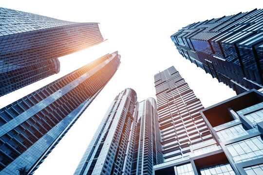 Urban skyline with futuristic architecture of tall modern skyscrapers