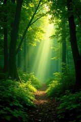 Fototapeta premium Dense foliage obscures sunlight filtering through, nature, earthy