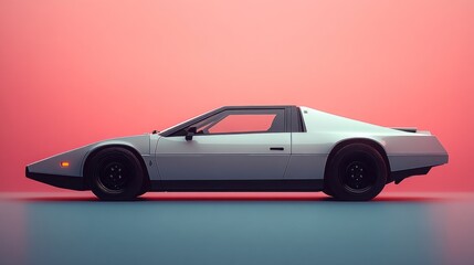 Retro sports car profile shot on gradient background