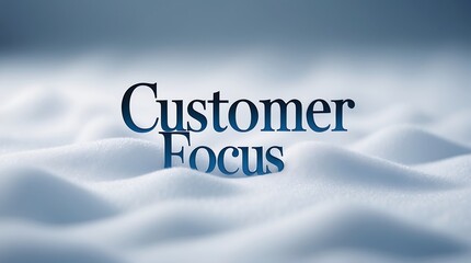 Customer focus emphasized in a soft, snowy environment with clear typography