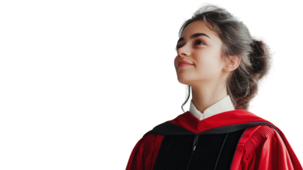 Celebrating graduation with pride and joy at the ceremony wearing academic robes