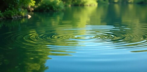 Gentle ripples on the surface of a peaceful lake during spring, spring, ripples