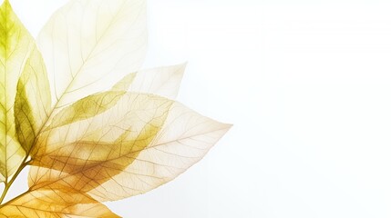 Golden and Brown Leaves on White Background