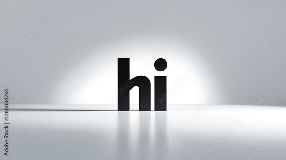 Poster simple black letters forming a greeting on a well-lit surface with soft shadows