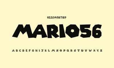 Super Mario vector font alphabet with numbers