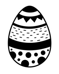 Black and white Easter egg clipart. Easter egg doodle. Happy Easter clipart in cartoon flat style. Hand draw vector illustration