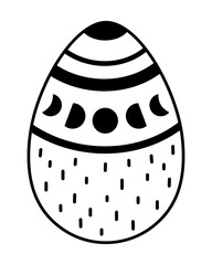 Black and white Easter egg clipart. Easter egg doodle. Happy Easter clipart in cartoon flat style. Hand draw vector illustration