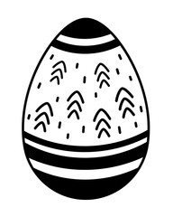 Black and white Easter egg clipart. Easter egg doodle. Happy Easter clipart in cartoon flat style. Hand draw vector illustration