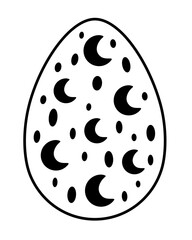 Black and white Easter egg clipart. Easter egg doodle. Happy Easter clipart in cartoon flat style. Hand draw vector illustration