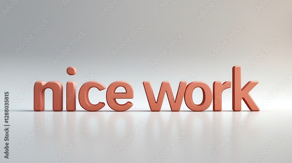 Aufkleber creative typography displaying the phrase nice work in a modern three-dimensional style