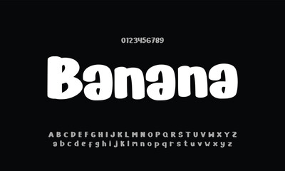 Banana Vector font alphabet with two sets of letters
