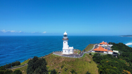 Byron Bay Lighthouse - Aerial Drone Footage of Iconic Coastal Landmark in Australia
