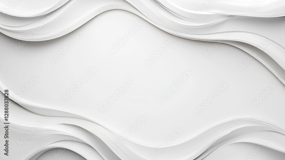 Poster abstract white layered waves creating smooth curves for modern minimalist artistic background design