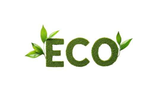 Isolated Green ECO Sign with Natural Moss Texture