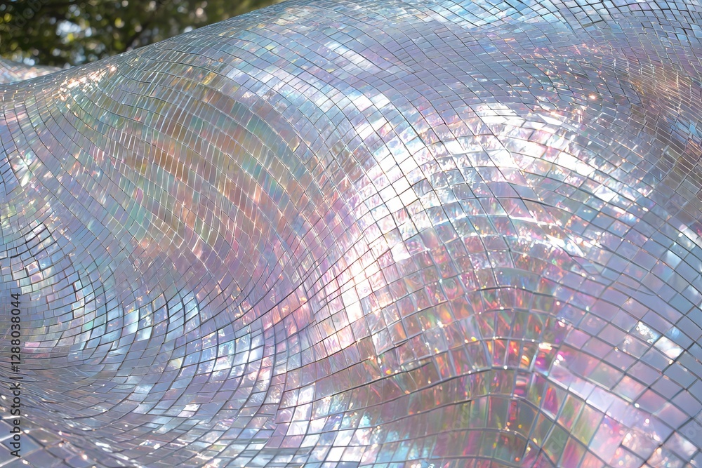 Poster a colorful background featuring a gradient design with an abstract fluid holographic pastel curved w