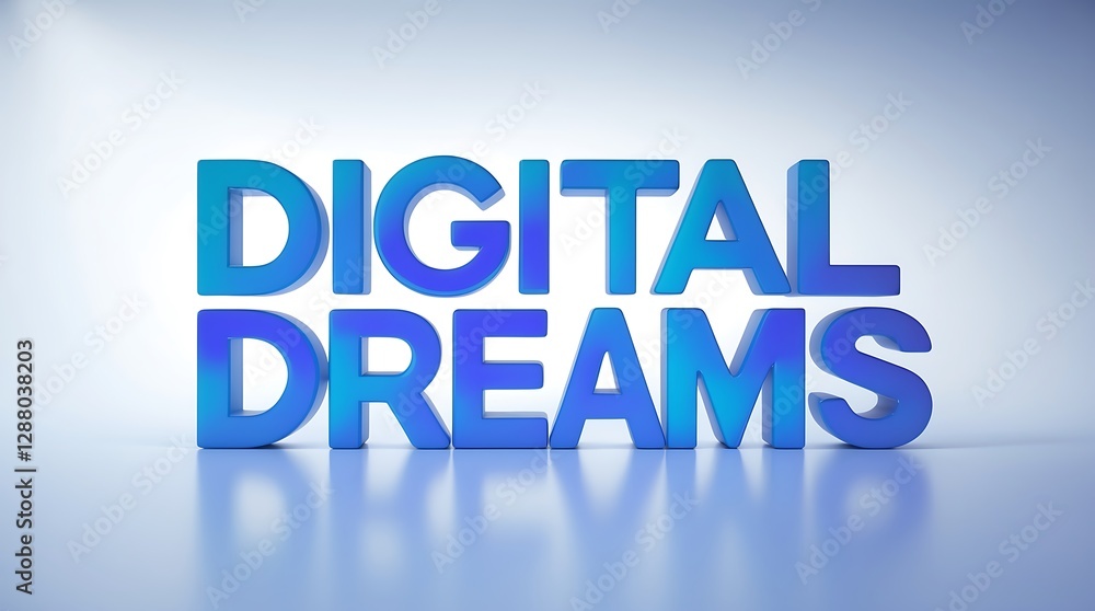 Poster creative typography design featuring digital dreams displayed in 3d text format