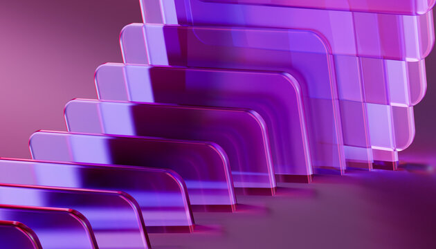 Abstract 3D render of pink and purple geometric planes