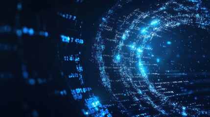 Obraz premium Futuristic digital data tunnel with dynamic blue light effects