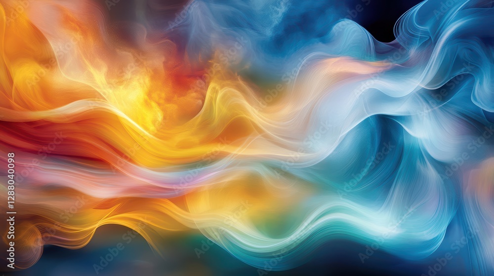 Aufkleber vibrant abstract waves in fiery warm and cool colors creating dynamic flow