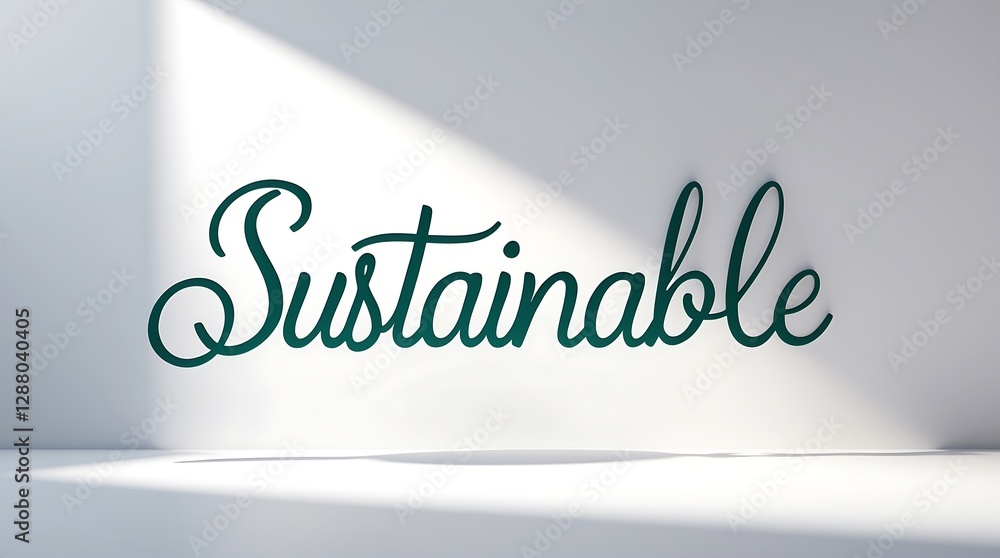 Aufkleber sustainable typography design highlighted by soft lighting in a minimalist setting