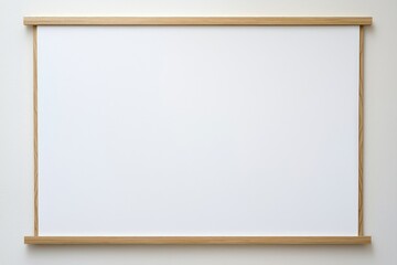 Obraz premium Vertical Chinese scroll with a light oak wood border and blank white canvas.