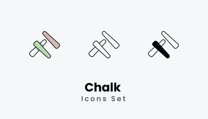 Chalk  Icons thin line and glyph vector icon stock illustration