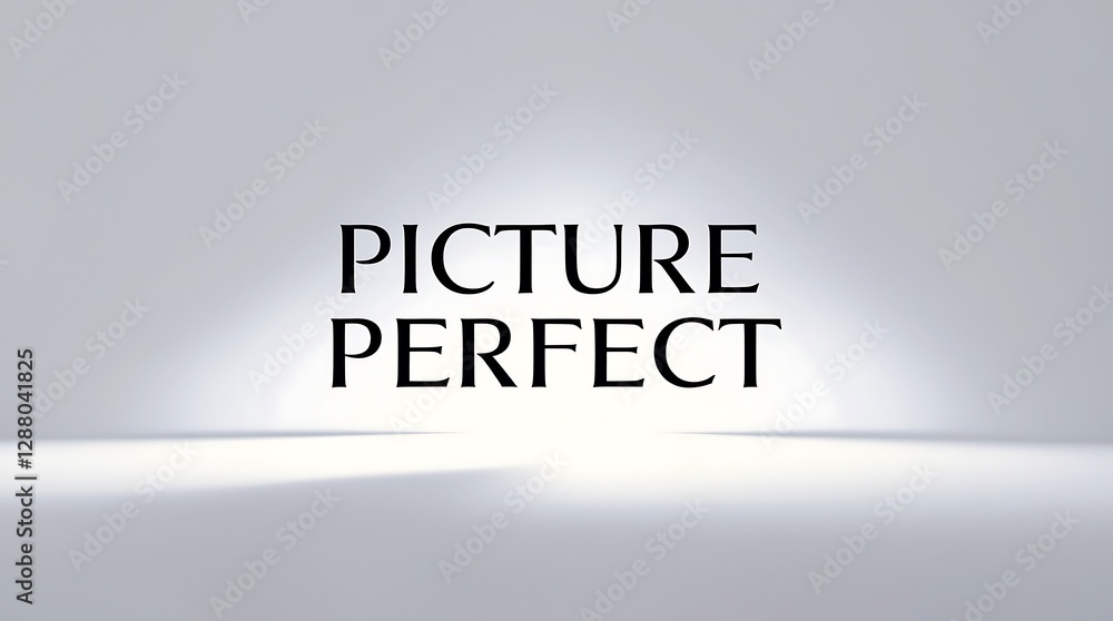 Poster exploring the concept of picture perfect with bold typography on a minimal background