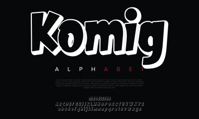 Komigo3D Vector font alphabet with two sets of letters