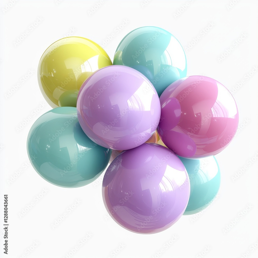 Poster balloons of various colors are depicted in solitude on a see-through background with a cutout