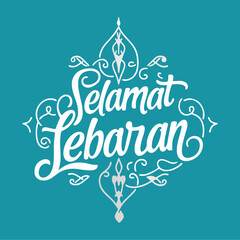Words selamat lebaran written in a decorative script.