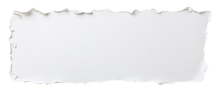 White Ripped Paper Texture With Irregular Edges On Transparent Backgrounds With Blank Space
