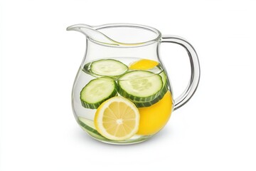 Fresh Cucumber And Lemon Water In Glass Pitcher