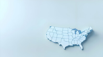Obraz premium Three Dimensional Light Blue United States Map on a Light Background