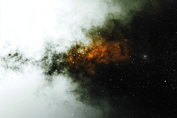 Harmonious nebula cloud patterns are swirling in an abstract cloud shape that is isolated on a transparent background, created by generative AI