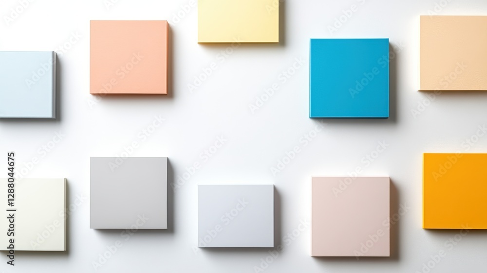 Poster colorful abstract geometric pattern with pastel squares on white background for modern design concep